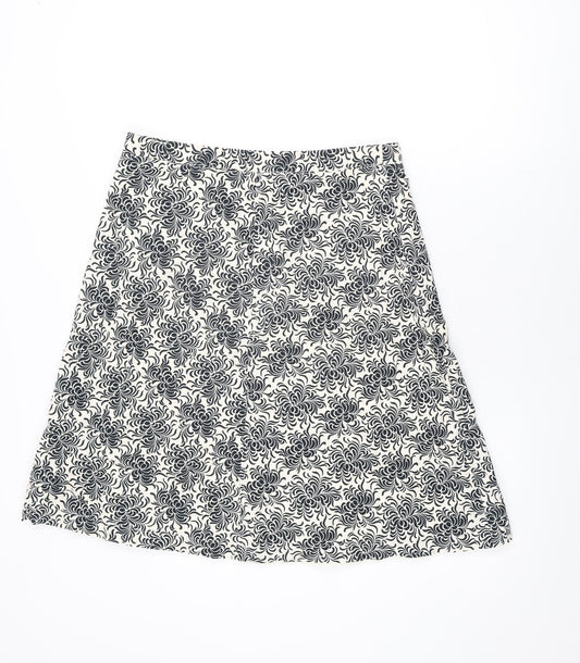 Gap Womens White Floral Cotton Swing Skirt Size 14 Zip