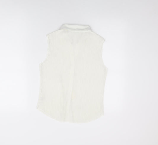 Womens UK Size 14 Marks and Spencer White Basic Button-Up