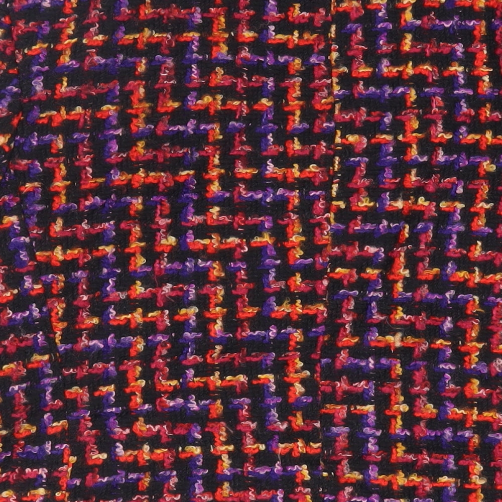 J.Taylor Womens Black Geometric Jacket Blazer Size 16 Button