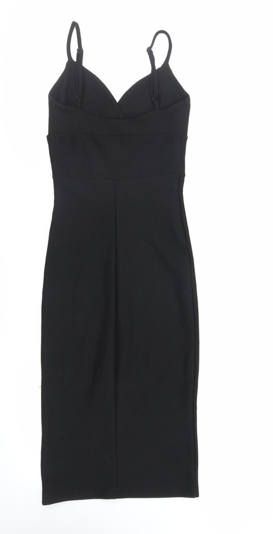 Miss Selfridge Womens Black Polyester Bodycon Size 10 Sweetheart Pullover