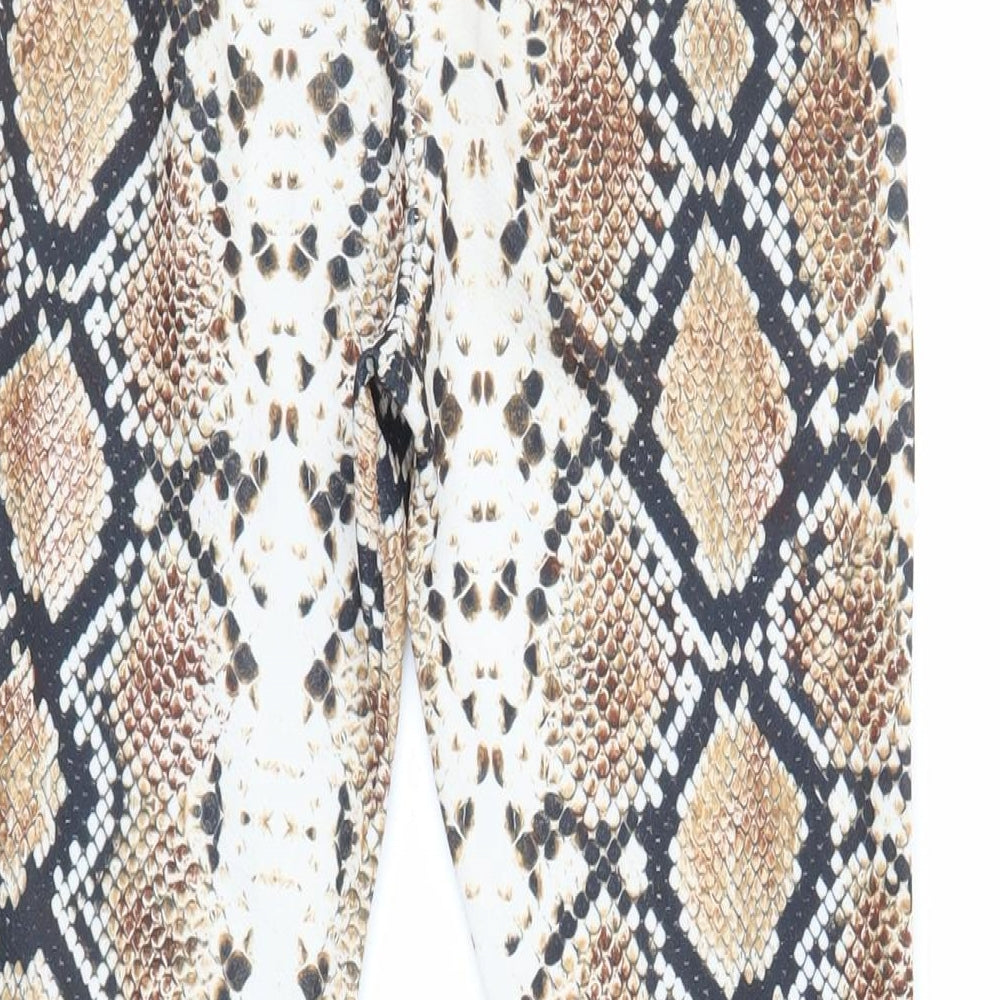I SAW IT FIRST Womens Brown Animal Print Polyester Jogger Leggings Size 6 L31 in - Elasticated Waist