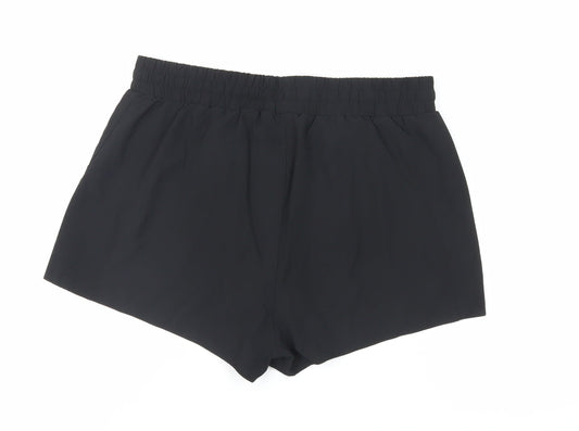 USA Pro Womens Black Polyester Athletic Shorts Size 14 L3 in Regular Drawstring - Gym Workout Running