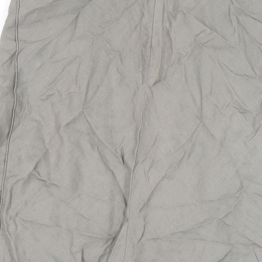 Per Una Womens Green Linen A-Line Skirt Size 12 Zip