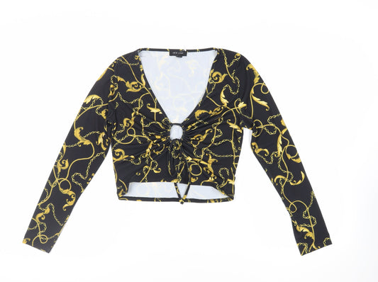Womens UK Size 14 New Look Black Cropped Blouse