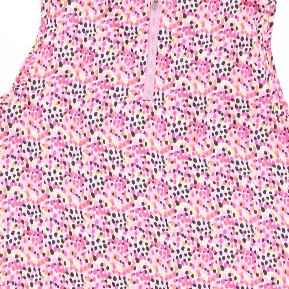 Paraphrase Womens Pink Geometric Polyester Basic Tank Size L Boat Neck