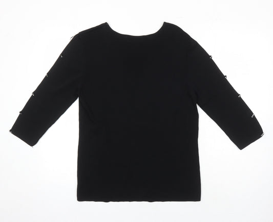 Womens UK Size 14 Femme Black Tunic T-Shirt