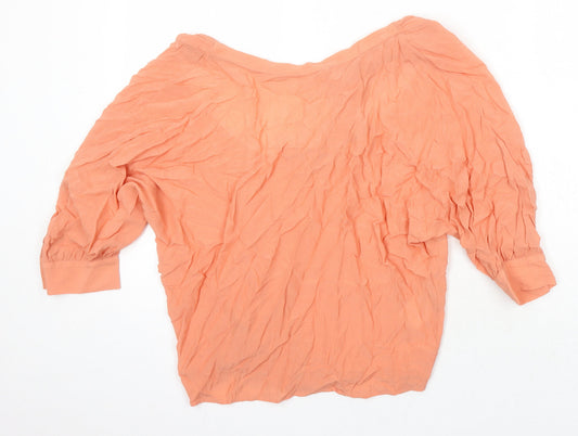 Additional front view of Mexx women’s orange viscose tunic blouse, size UK 8, boat neck