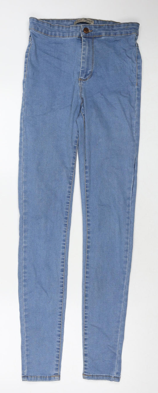 Additional front view of Denim & Co. women’s blue polyester blend skinny jeans, size UK 10, 31-inch leg regular zip