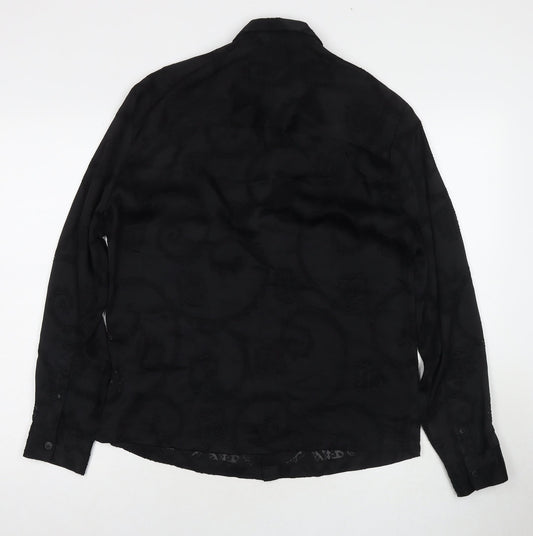 Womens UK Size S River Island Black Basic Button-Up