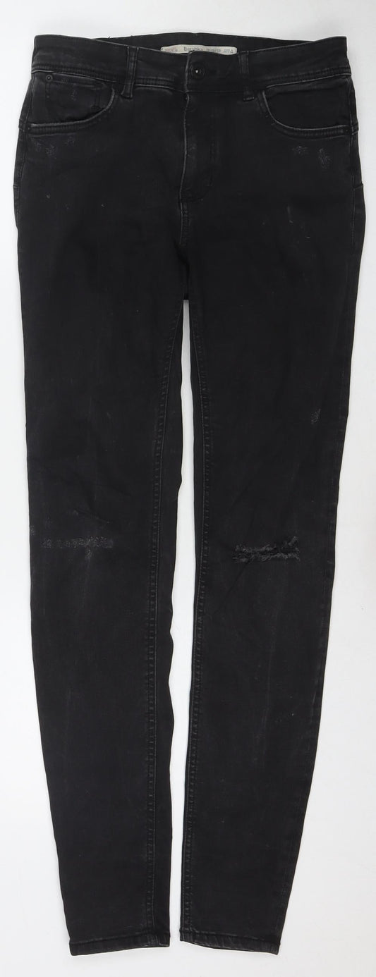 Womens UK Size 10 Bershka Regular Fit Skinny Black Jeans