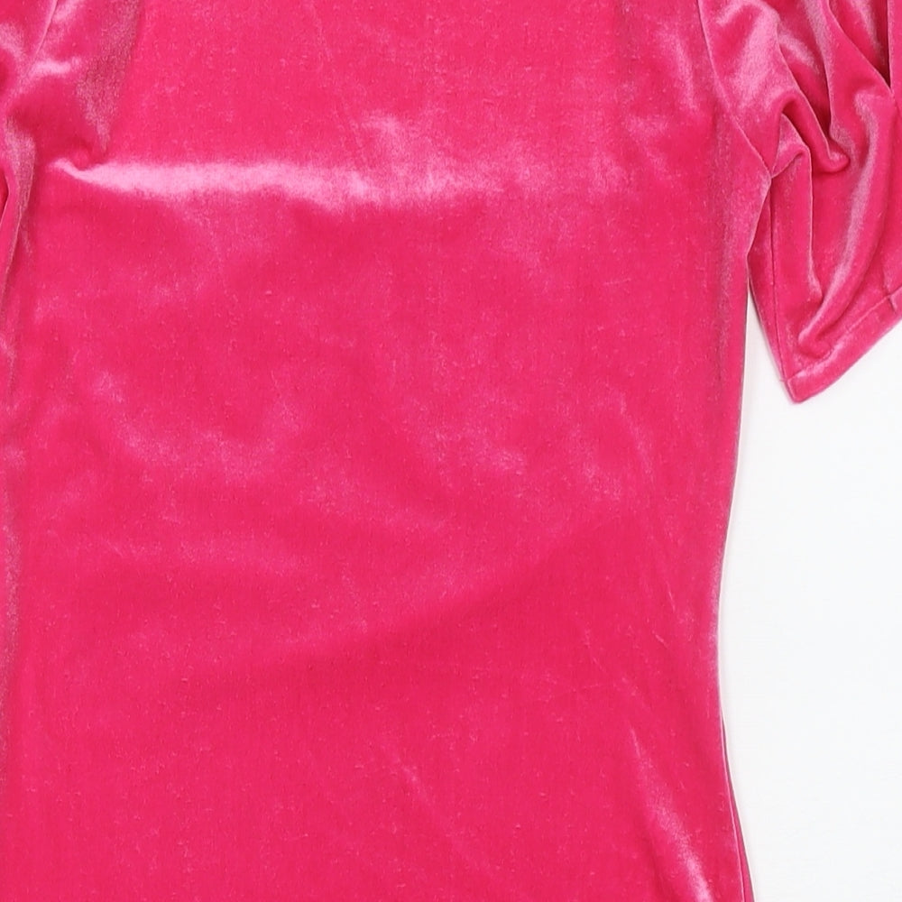 Love & Other Things Womens Pink Polyester A-Line Size M Square Neck Pullover