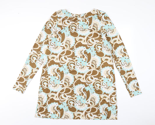 H&M Womens Multicoloured Geometric Polyester A-Line Size 12 Round Neck Pullover