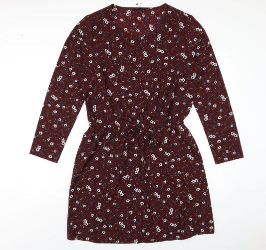 Additional front view of Only women’s red floral polyester a-line, size UK 12, round neck pullover