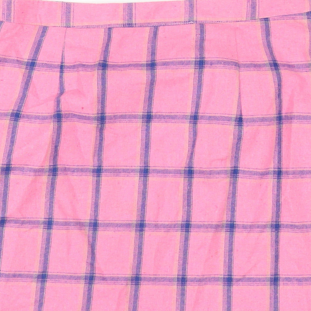 Heartbreak Womens Pink Plaid Cotton A-Line Skirt Size 10 Zip