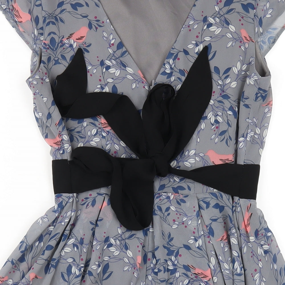 Dorothy Perkins Womens Green Geometric Polyester A-Line Size 8 Round Neck Zip