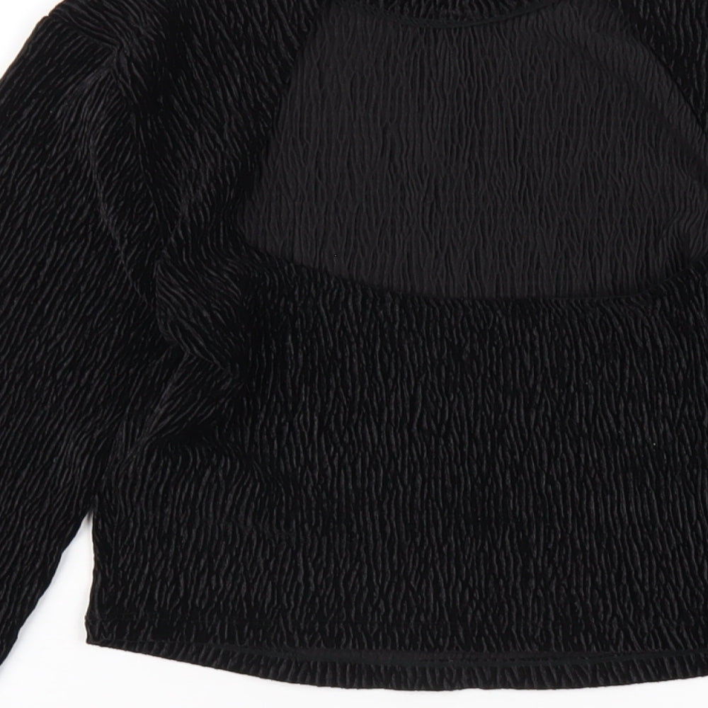 Womens UK Size M H&M Black Cropped T-Shirt
