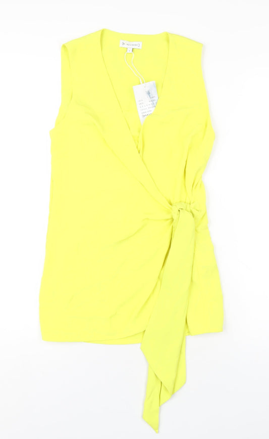 Womens UK Size 8 Warehouse Yellow Wrap Blouse