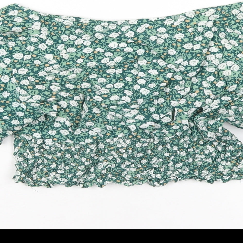 Womens UK Size S Motel Green Cropped T-Shirt
