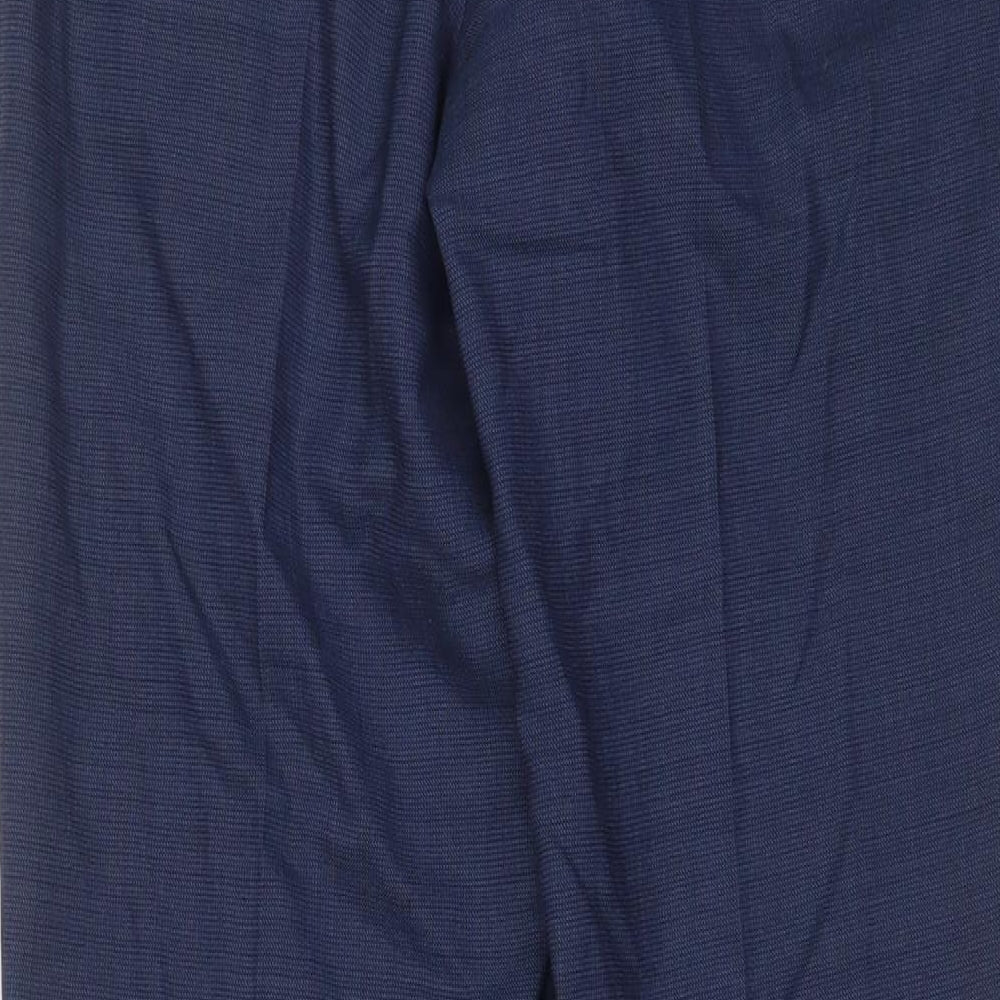 Marks and Spencer Mens Blue Wool Trousers Size 30 in L31 in Regular Hook & Eye