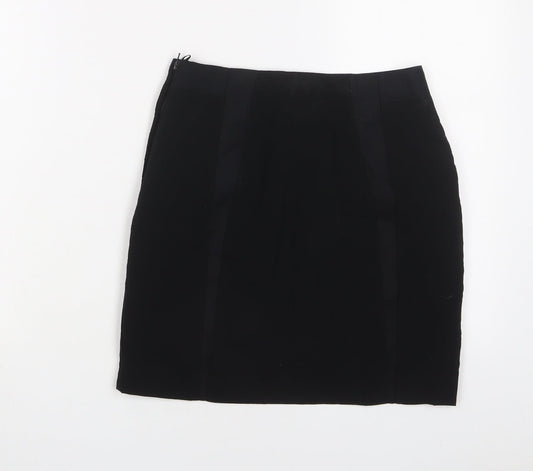 H&M Womens Black Cotton A-Line Skirt Size 6 Zip