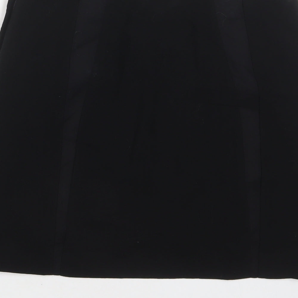 H&M Womens Black Cotton A-Line Skirt Size 6 Zip