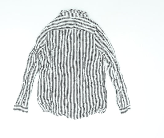 Divided by H&M Womens White Striped Viscose Basic Button-Up Size 6 Collared