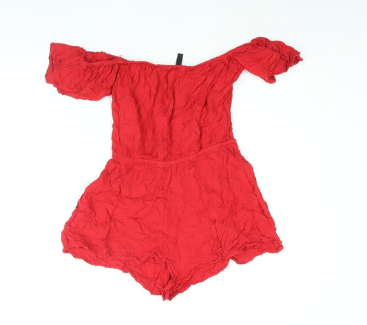 Womens UK Size 10 Divided by H&M One-Piece Red Playsuit