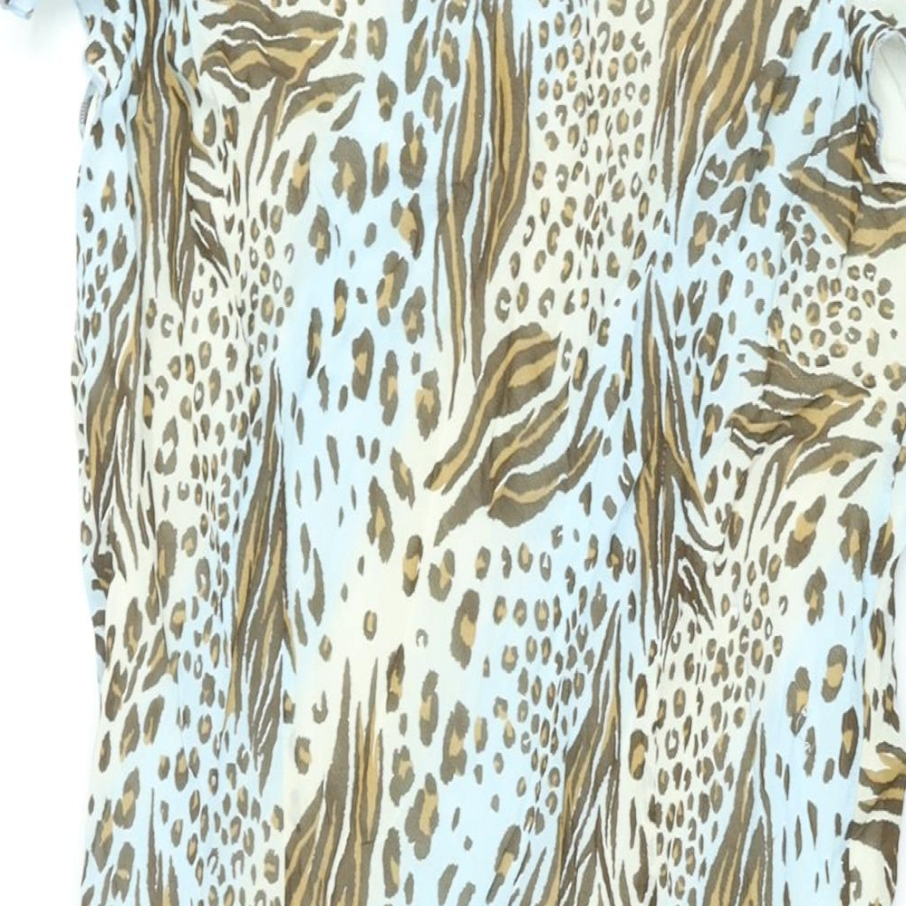 Milano Womens Multicoloured Animal Print Viscose Shift Size 16 V-Neck Pullover