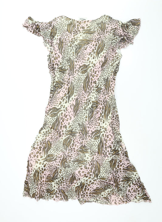 Milano Womens Multicoloured Animal Print Viscose Shift Size 18 V-Neck Pullover