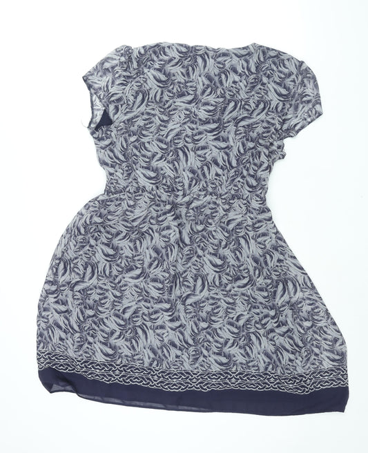 Dorothy Perkins Womens Black Geometric Polyester A-Line Size 16 V-Neck Pullover - Floral Print