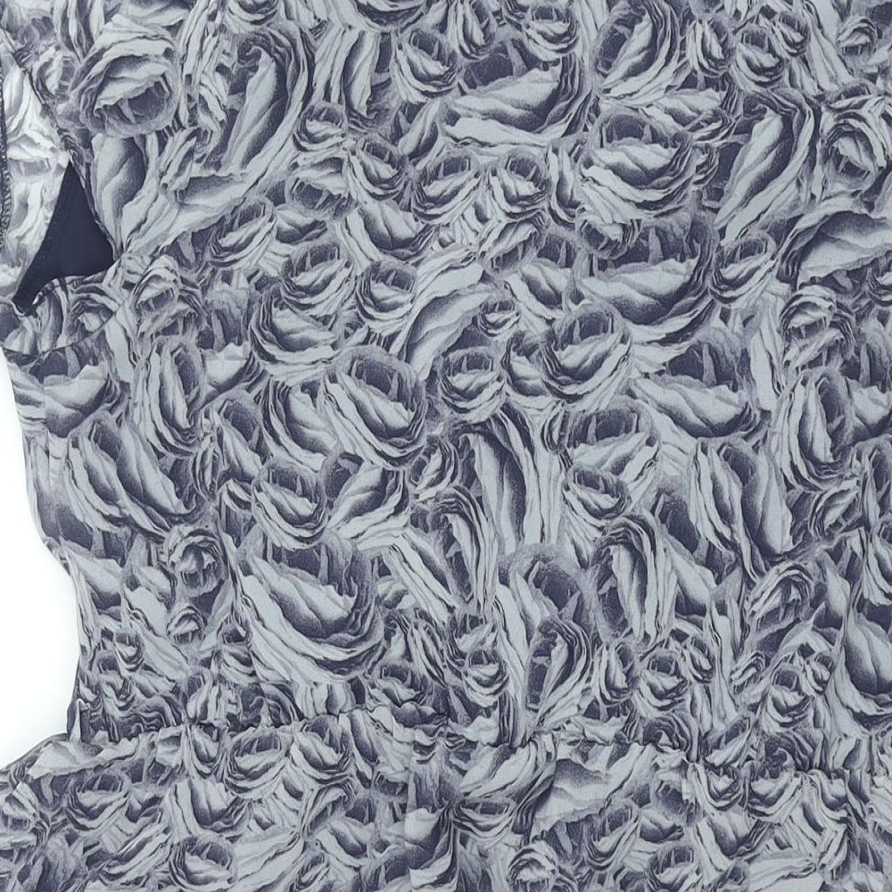 Dorothy Perkins Womens Black Geometric Polyester A-Line Size 16 V-Neck Pullover - Floral Print