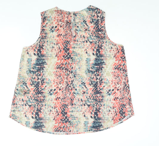 Avon Womens Multicoloured Geometric Polyester Camisole Blouse Size 18 Round Neck - Size 18-20