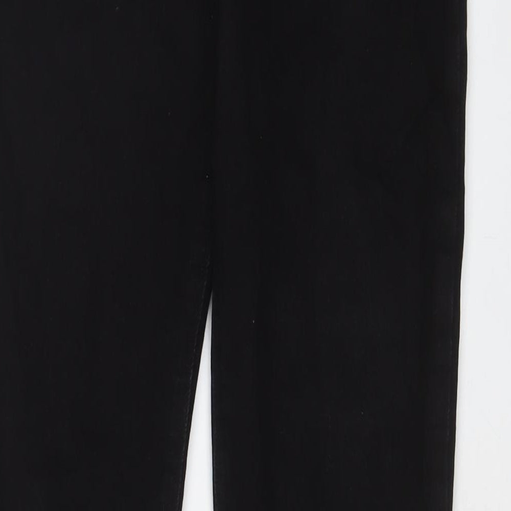 Brand and care label for ASOS women’s black cotton skinny jeans, size UK 30, in, 30-inch leg regular zip