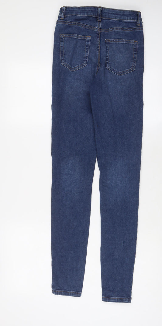 Denim & Co. Womens Blue Cotton Skinny Jeans Size 8 L31 in Regular Zip