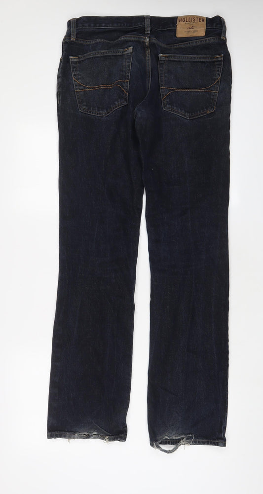 Hollister Mens Blue Cotton Straight Jeans Size 32 in L34 in Regular Button - Long Leg