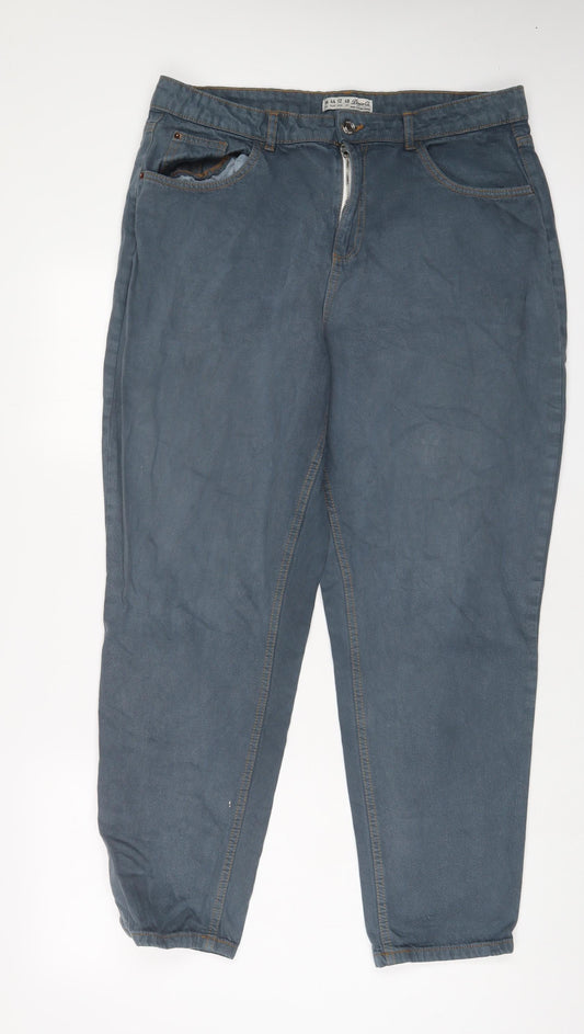 Additional front view of Denim & Co. women’s blue cotton tapered jeans, size UK 16, 29-inch leg regular zip