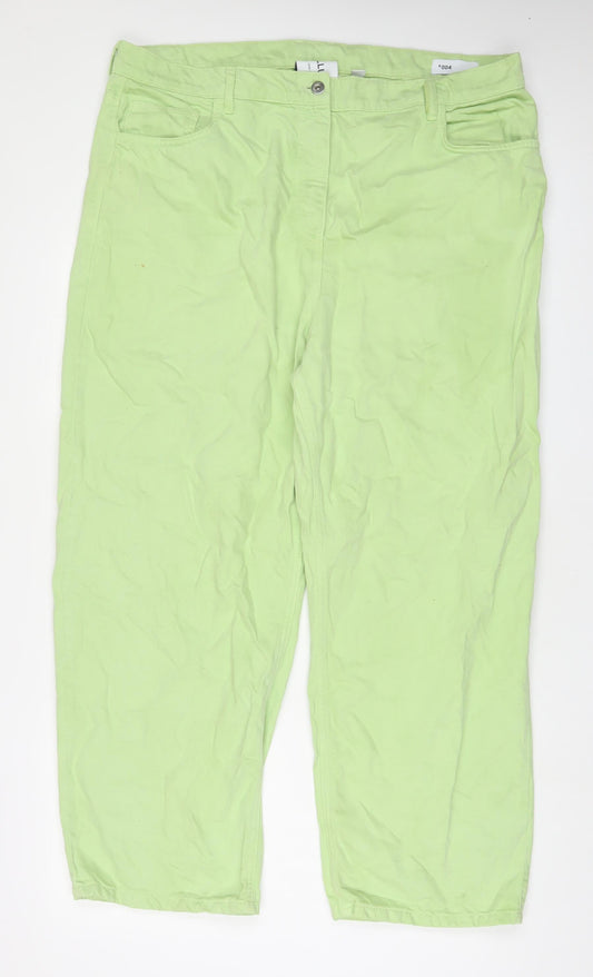 Collusion Womens Green Cotton Wide-Leg Jeans Size 20 L30 in Regular Zip