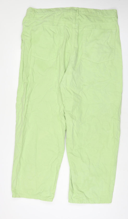 COLLUSION Womens Green Cotton Wide-Leg Jeans Size 20 L30 in Regular Zip
