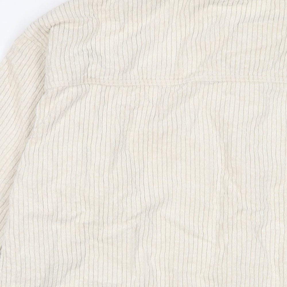 BDG Mens Ivory Cotton Button-Up Size S Collared Button