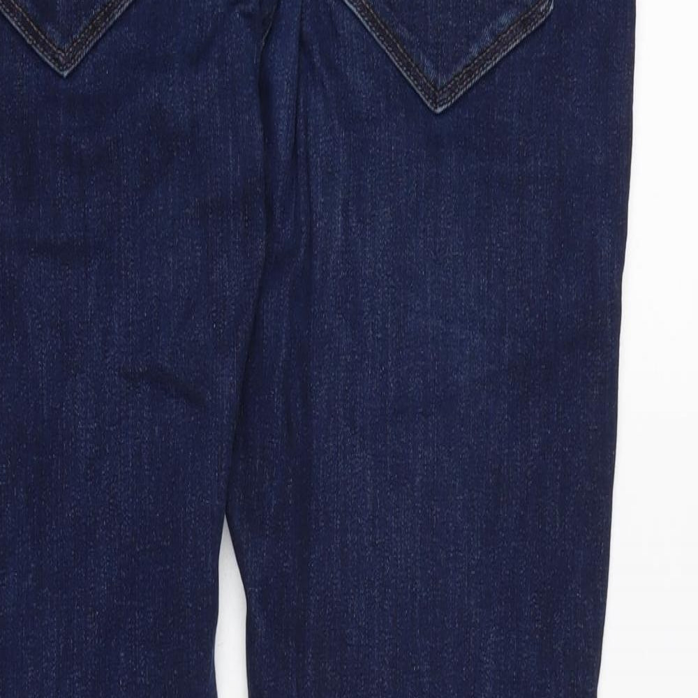Marks and Spencer Mens Blue Cotton Blend Straight Jeans Size 30 in L25 in Slim Zip