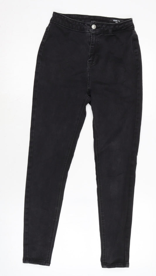 Tu Womens Grey Cotton Blend Skinny Jeans Size 12 L25.5 in Regular Zip