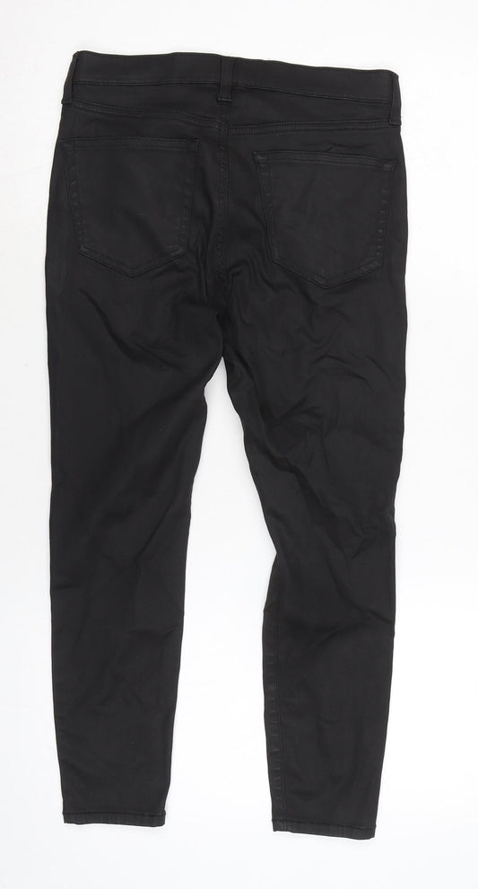 Topshop Womens Black Cotton Blend Tapered Jeans Size 30 L28 in Regular Zip