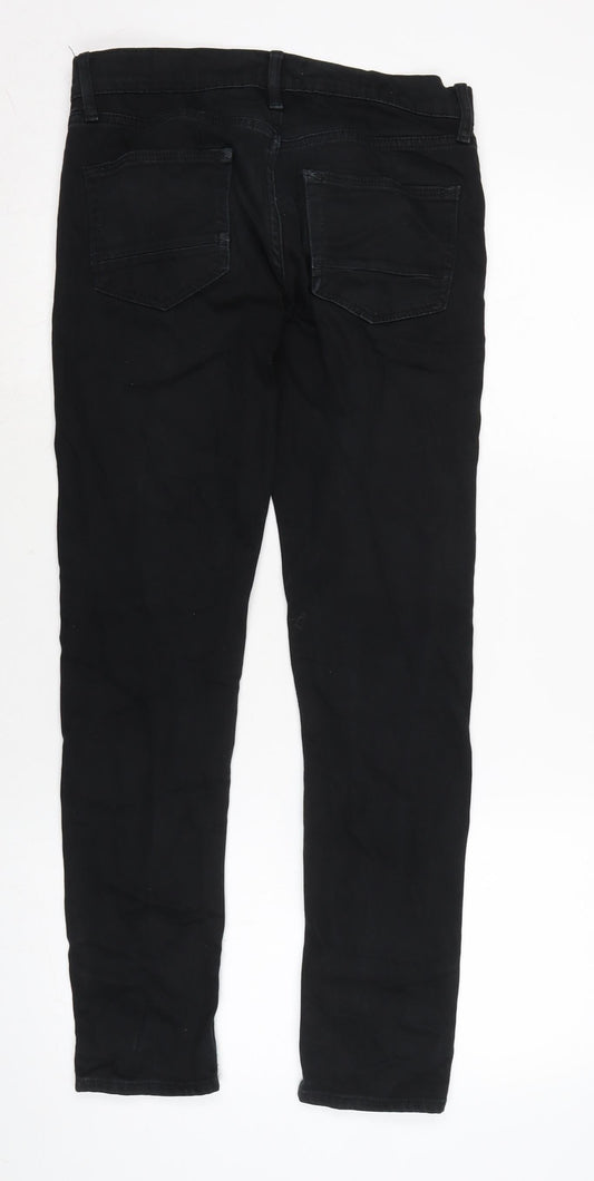 Topman Mens Black Cotton Blend Skinny Jeans Size 30 in L27 in Regular Zip