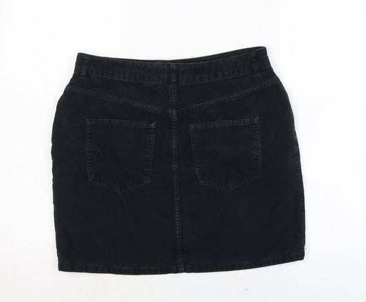 ASOS Womens Black Cotton A-Line Skirt Size 14 Zip