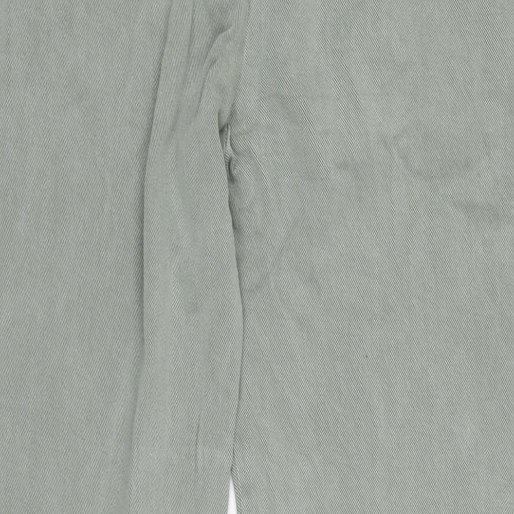 Zara Womens Green Cotton Wide-Leg Jeans Size M L26.5 in Regular Zip