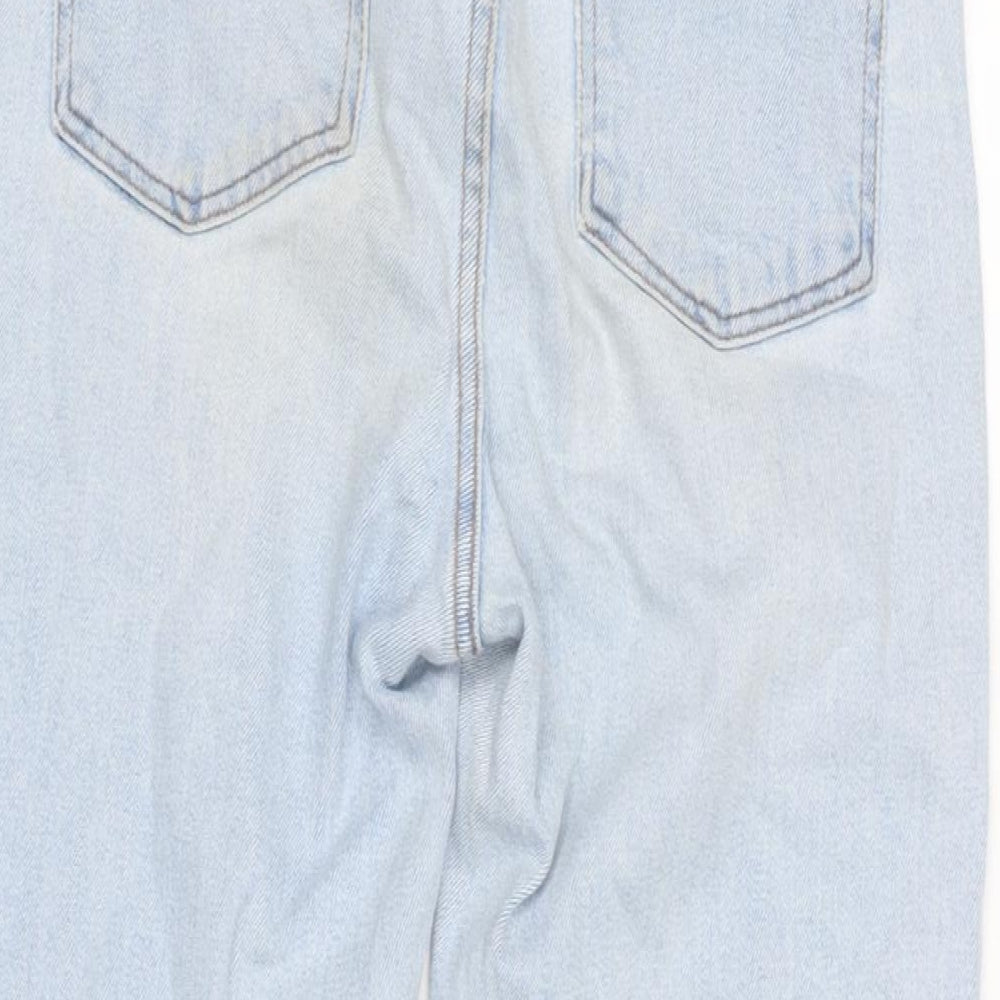 Denim & Co. Womens Blue Cotton Blend Straight Jeans Size 10 L25 in Regular Zip