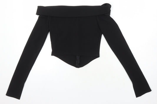 Womens UK Size 10 ASOS Black Cropped T-Shirt