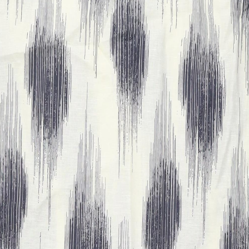 Marks and Spencer Womens White Geometric Linen Maxi Size 10 V-Neck Pullover