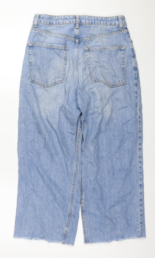 Topshop Womens Blue Cotton Cropped Jeans Size 28 in L30 in Regular Zip