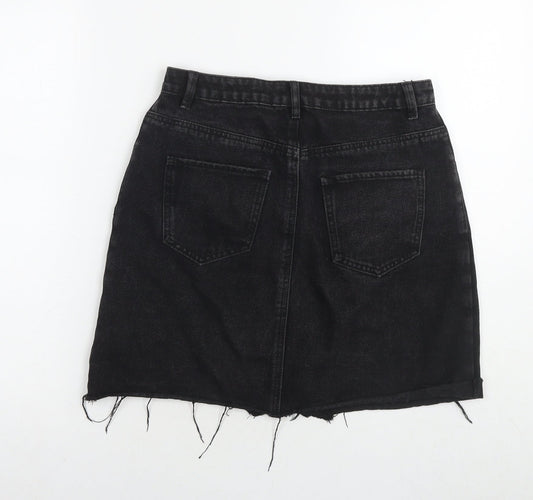 Peacocks Womens Black Cotton A-Line Skirt Size 10 Zip